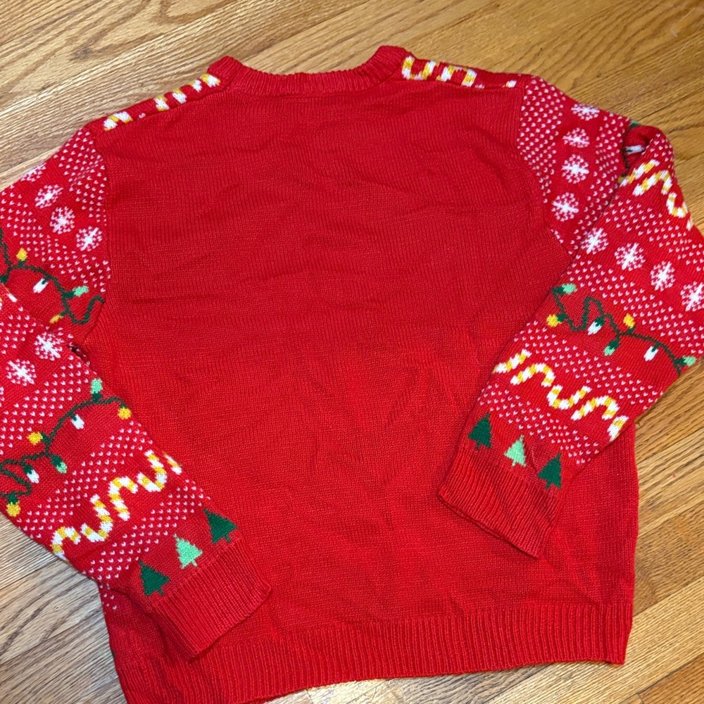Simplee Apparel Ugly Christmas Red Dinosaur Holiday Sweater - Picture 4 of 4